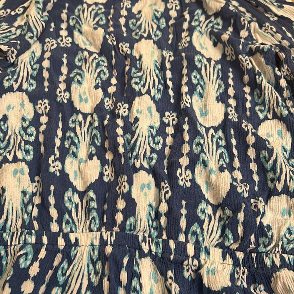 Lilly Pulitzer Elsa Indigo Blue Get in Line Long Sleeve Romper Women’s Size XS - Picture 12 of 16
